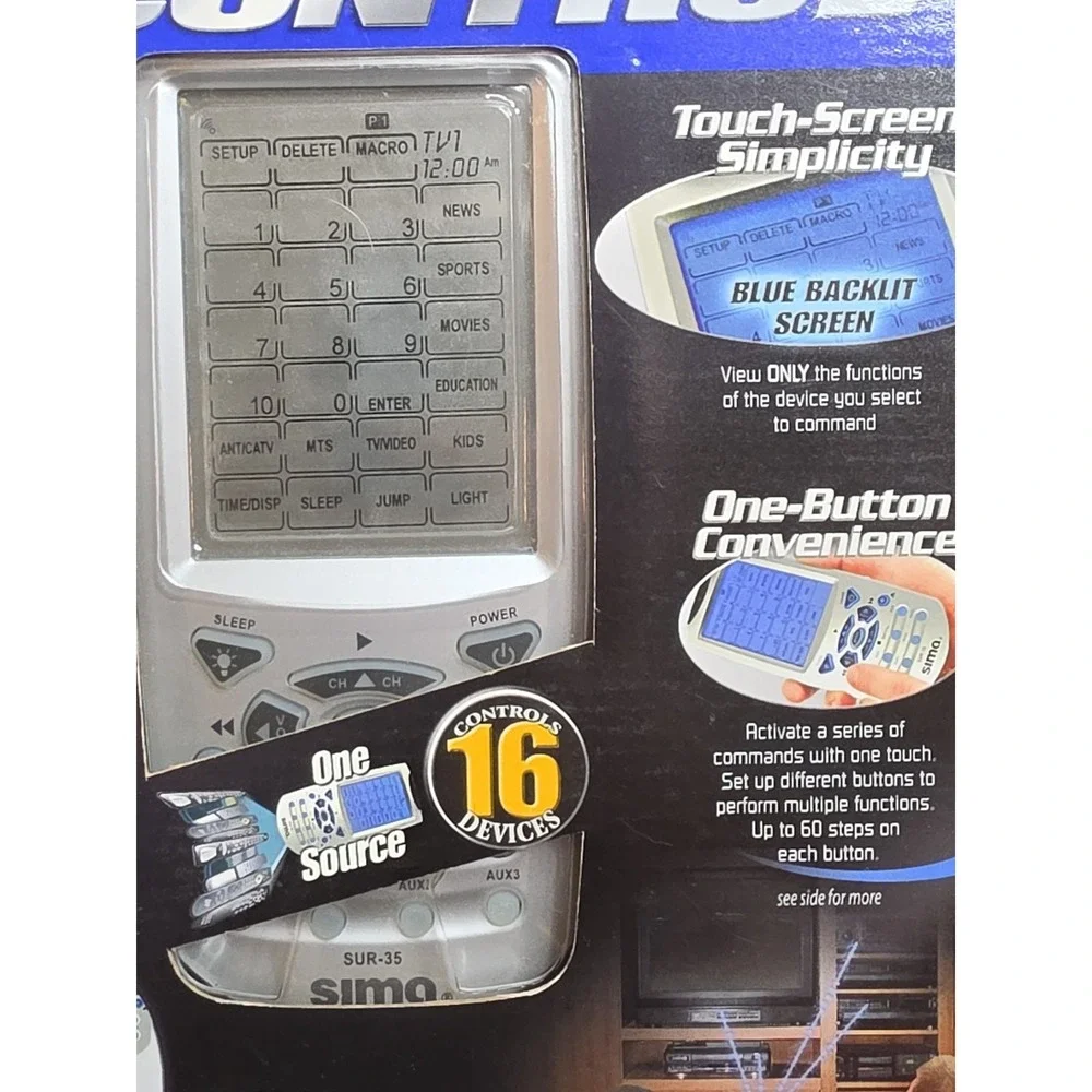 Sima SUR-35 Ultimate Universal Learning Remote Control Touch Screen Backlit NIB - Picture 2 of 6